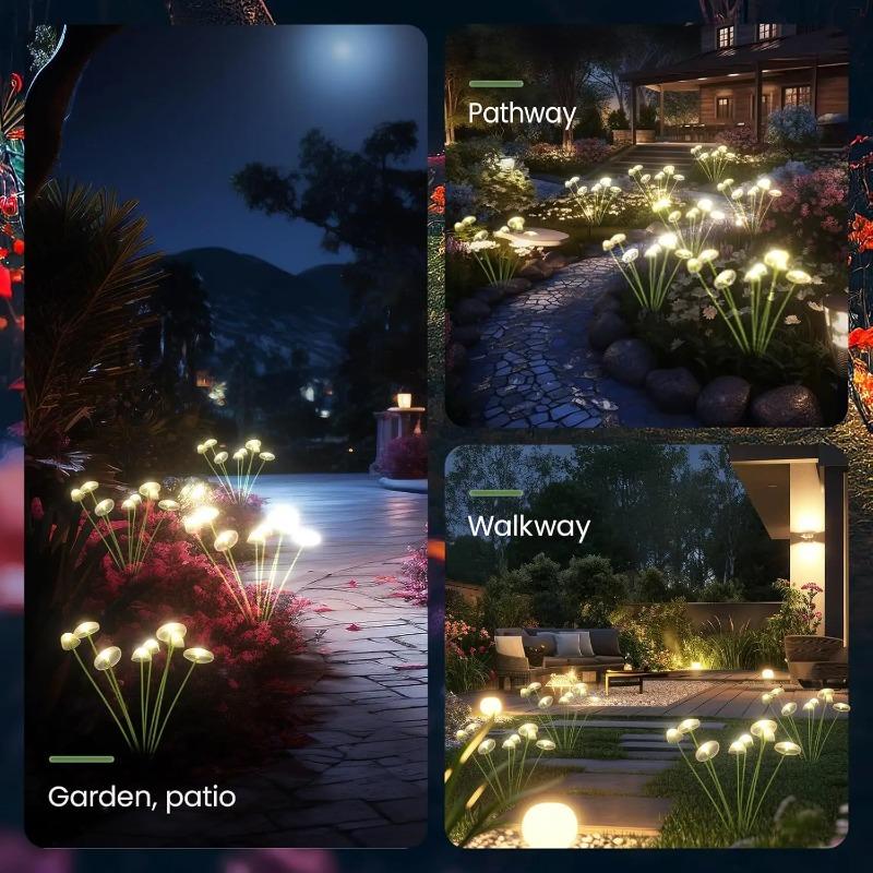 Solar Garden Jellyfish Lights Outdoor Mushroom Stakes Lights with Swaying LED Firefly Decorations for Patio Pathway Christmas