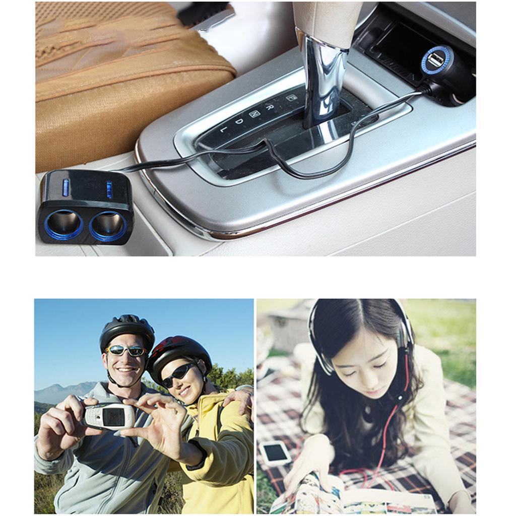 USB 5V Car Charger Splitter 1 To 2 Car Charging Adapter with 1xUSB Interface for 12V/24V Vehicles Trucks SUVs