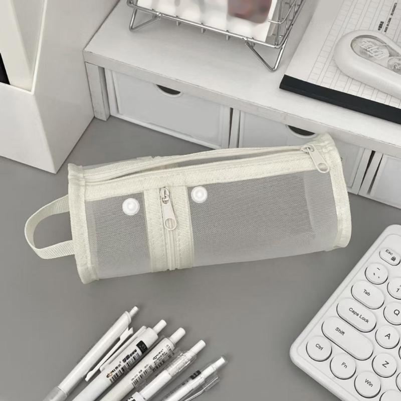 Large Capacity Pencil Bag Cylindrical Pencil Case Pen Pouch Clear Pencil Pouch Pen Case School Office Supplies