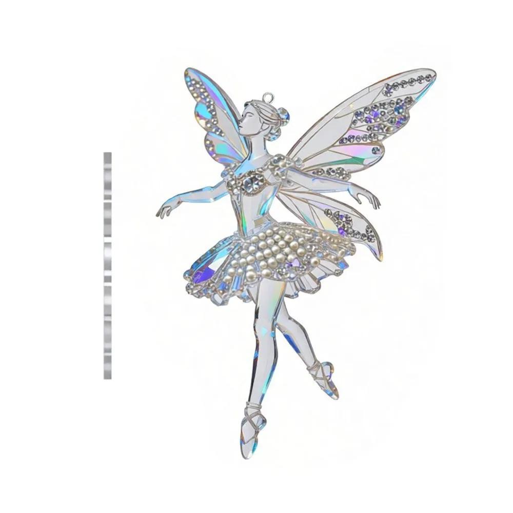 New 2D Flat Christmas Hanging Pendant Ballerina Shining Xmas Tree Hanging Ornament Simulation Acrylic Keychain Bag Charms