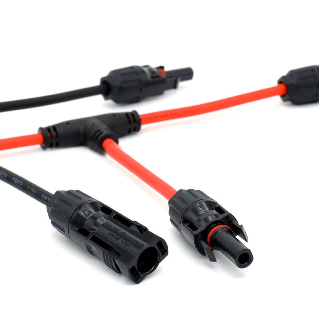 Solar Panel T Branch Connectors 30A 1000V Dual Photovoltaic Wire Splitter 6mm2 Extension Cable Pair for Energy Systems