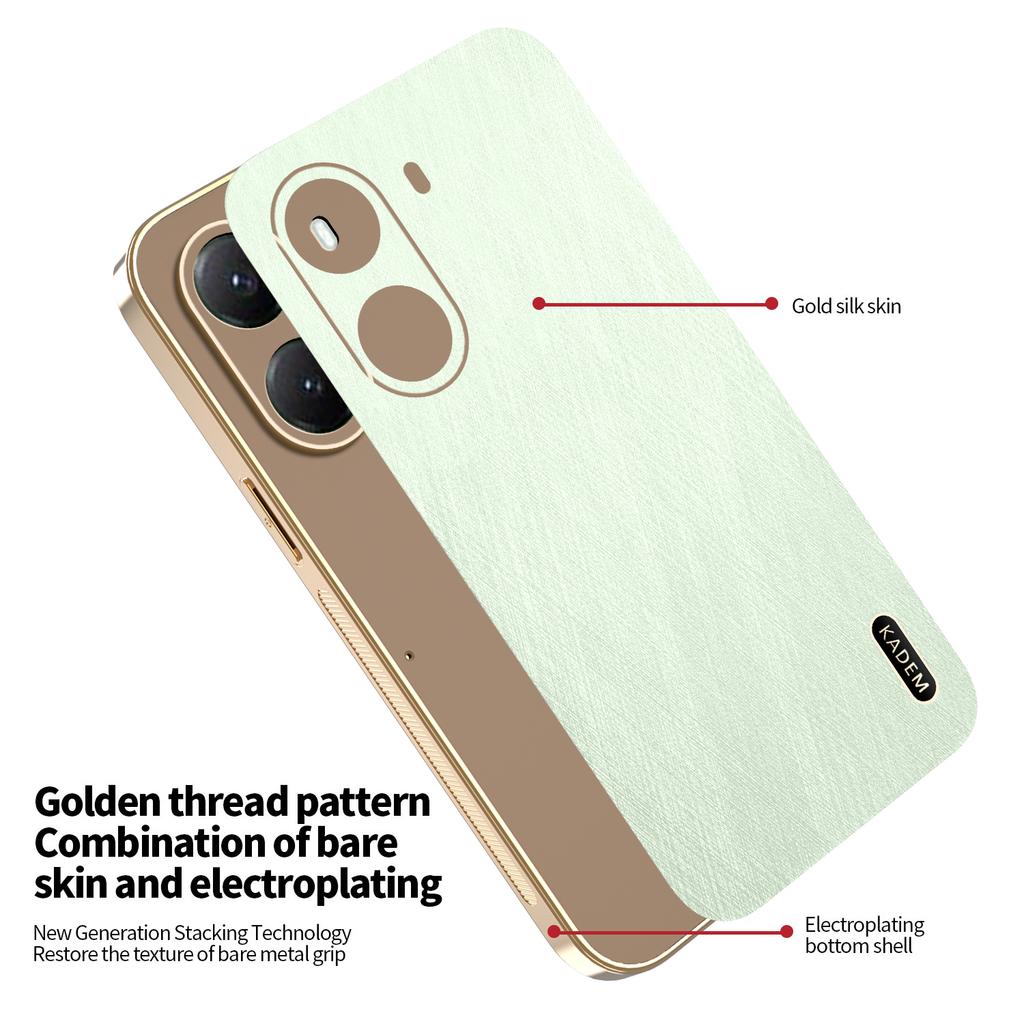 For Xiaomi Poco X7 Pro, Phone Case Luxury Brushed Leather Electroplated Bumper Soft TPU Cover