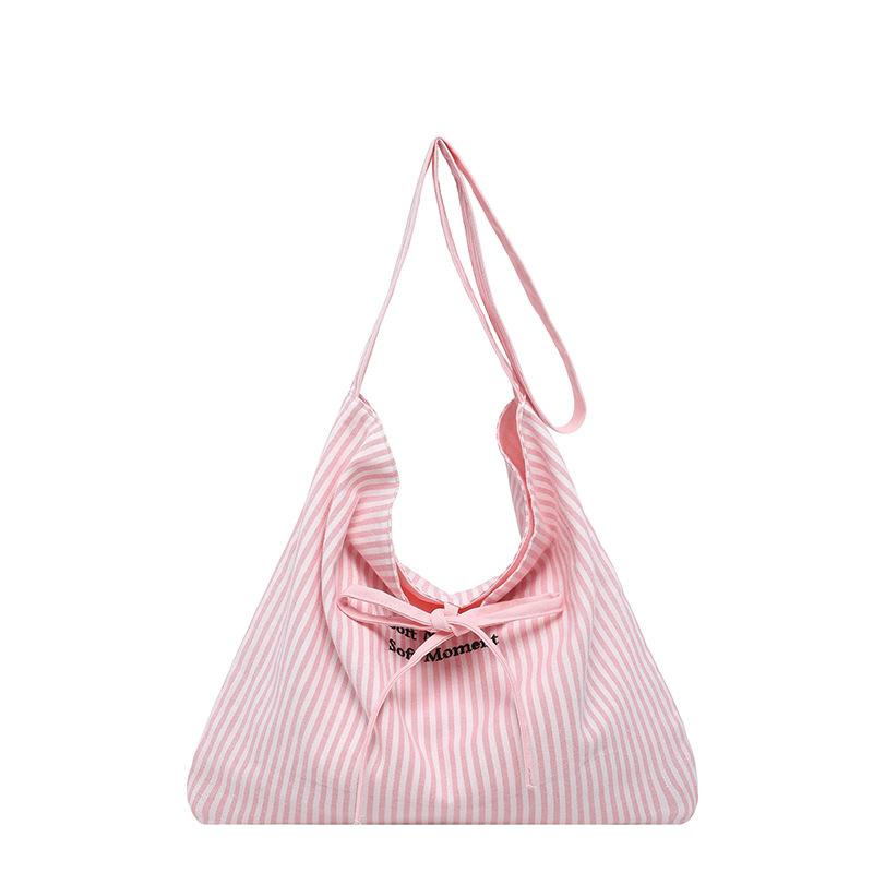 Casual Striped Letter Single-shoulder Bag, Niche Large-capacity Handbag, Shopping Bag