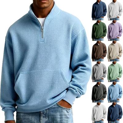 Herren Weihnachts-Sweater mit Reißverschluss Sweatshirts Vintage Strick Grafik Sweatshirt Weihnachten Stehkragen Pullover