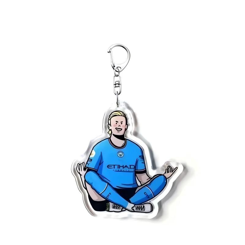 Cartoon Erling Haaland Keychain Funny Meme Keyring Soccer Player Backpack Pendant Car Key Holder Bag Charm Accessories Fans Gift