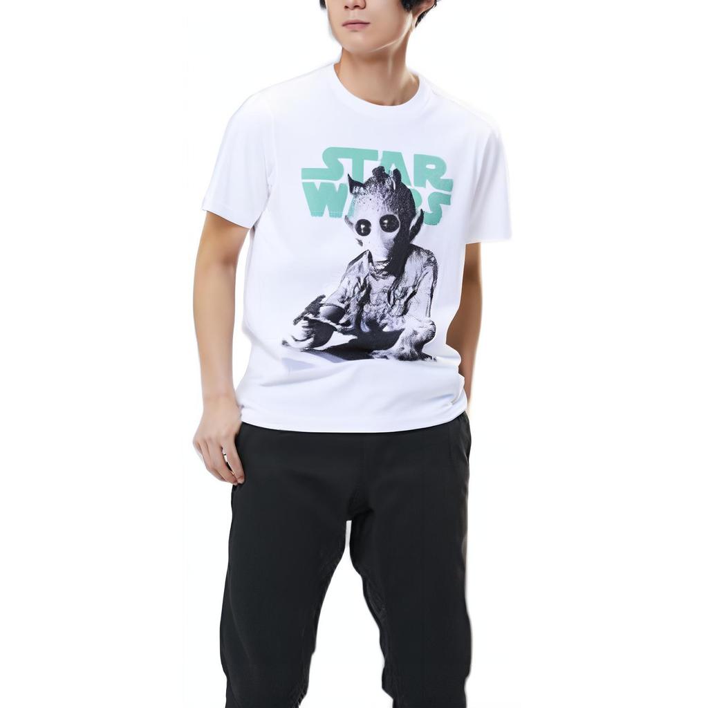 Uniqlo X Star Wars Alien Letter Print Loose Fit Crew Neck T-Shirt Unisex Tops White 420776-00