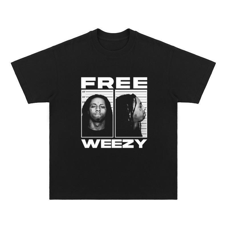 Spoof Lil Wayne's American Casual Retro Short-sleeved T-shirt with Breathable Print