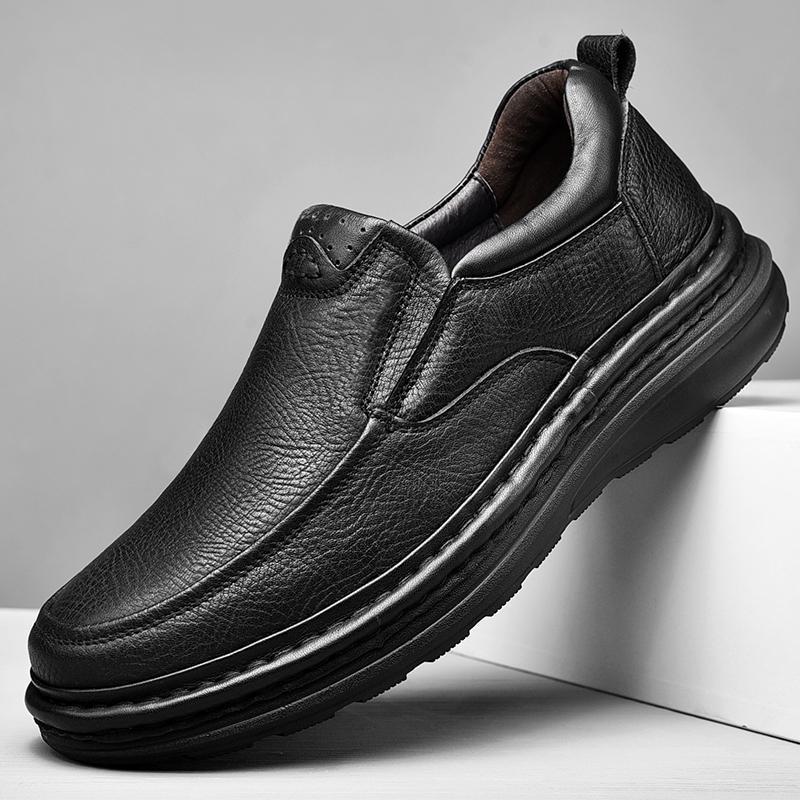 High-End Autumn/Winter 2021 Men's Slip-On Thick-Soled Genuine Leather Business Shoes