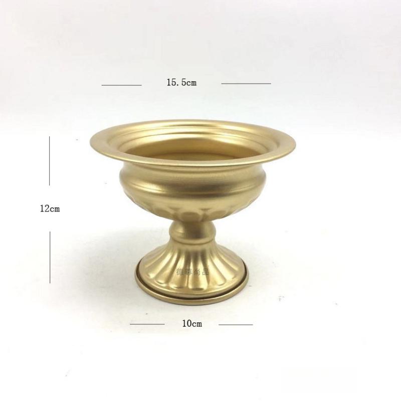 Y Vintage Metal Tall Flower Basin - European Wedding Decor, Dried Flower Vase for Home/Office/Hotel, Luxury Metallic Decorative золотой
