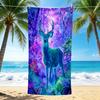 1Pc Fantasy Deer Forest Beach Towel Quick Dry Multiuse For Beach Pool Gym Yoga Home Travel Christmas Halloween Xmas Gift Eg19