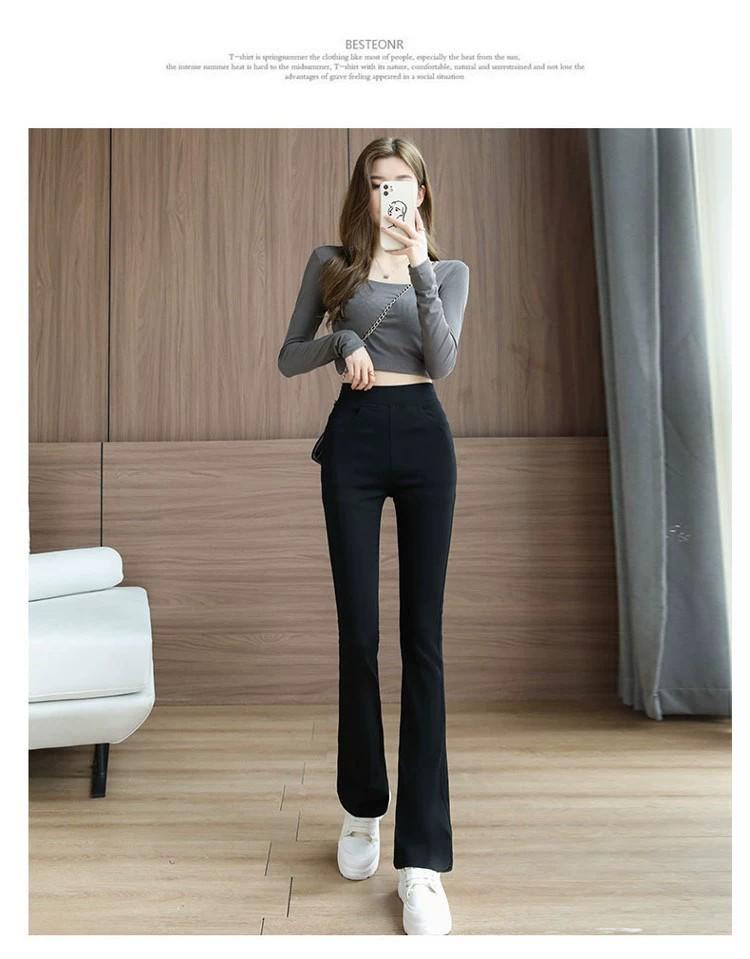 Winter Warm High-Waisted Flared Pants for Women, Plus Size, Straight Leg, Casual Suit for Spring and Autumn 2024