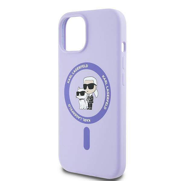 Karl Lagerfeld Klhmp15Sscmkcrhu Iphone15 6.1 Fioletowy/Purple Hardcase Silicone Karl&Choupette Heads Ring Magsafe