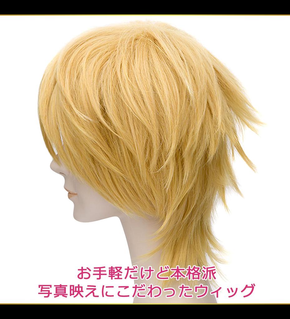 CaseEden Cosplay Wig, Short, 30cm, Heat-Resistant, Mixed Gold Blonde, Includes 2 Wig Nets