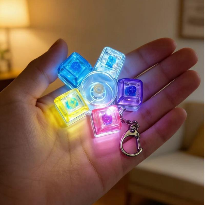 Klíčenka na klávesnici LED Fidget hračky Křišťálový kliker Senzorická hračka pro úlevu od stresu Klíčenka na klávesnici Fidget gadget pro dospělé děti