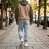 Men's Casual Lined Hoodie and Straight Leg Pants 2 Piece Set , Loose Fit , Gray Pants for Fall Winter