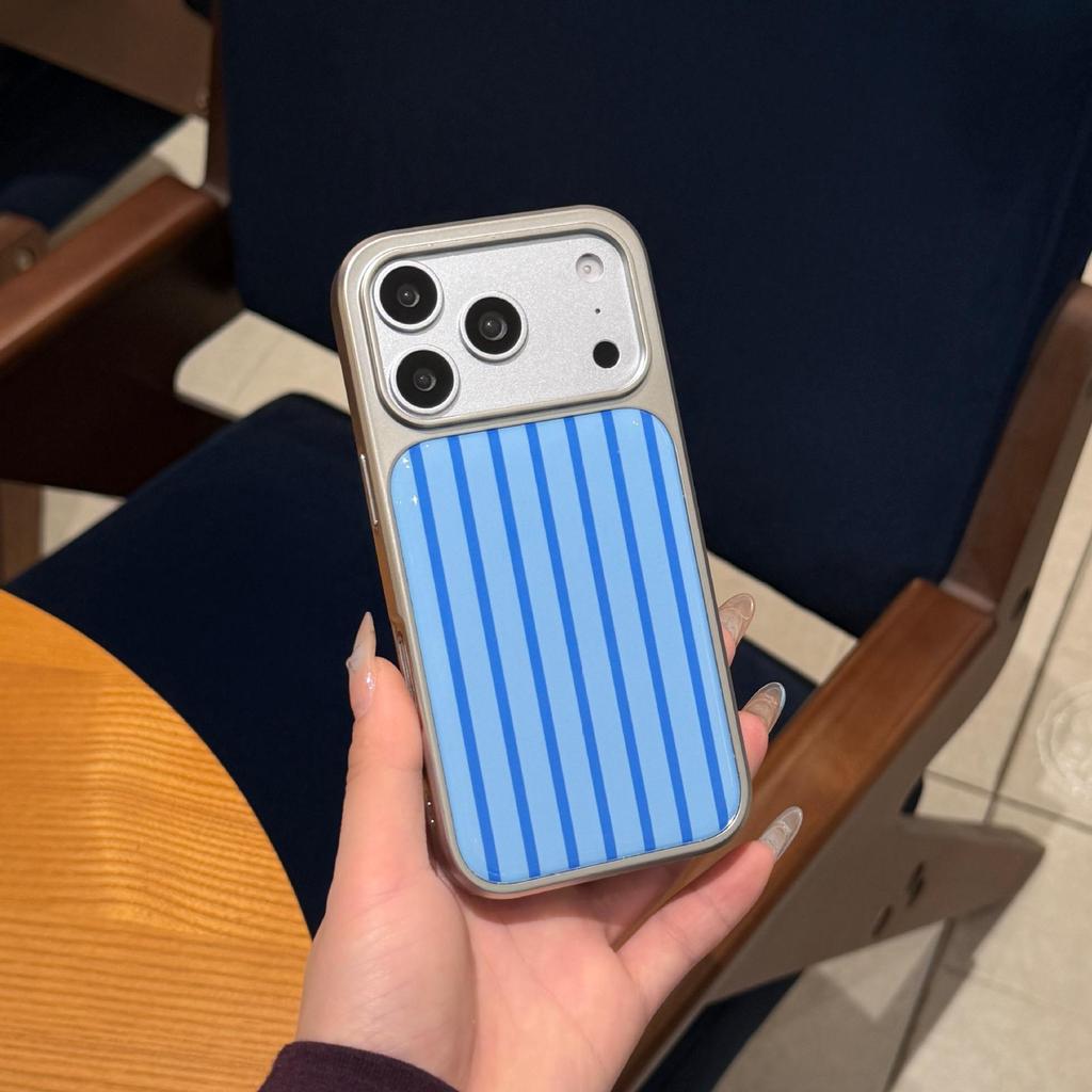Niche Simple Color Block Stripes Case for iPhone 14/15/16/17 Pro Max