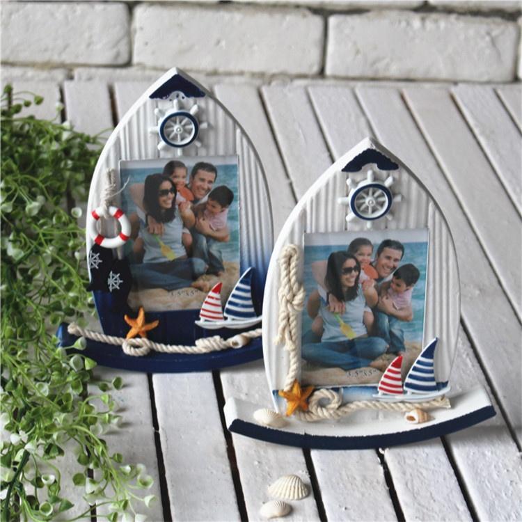 Ocean Boat Swinging Photo Frame Sailing Fashion Photo Frame Decoration Home Decoration Wooden Children 5-inch Photo Frame