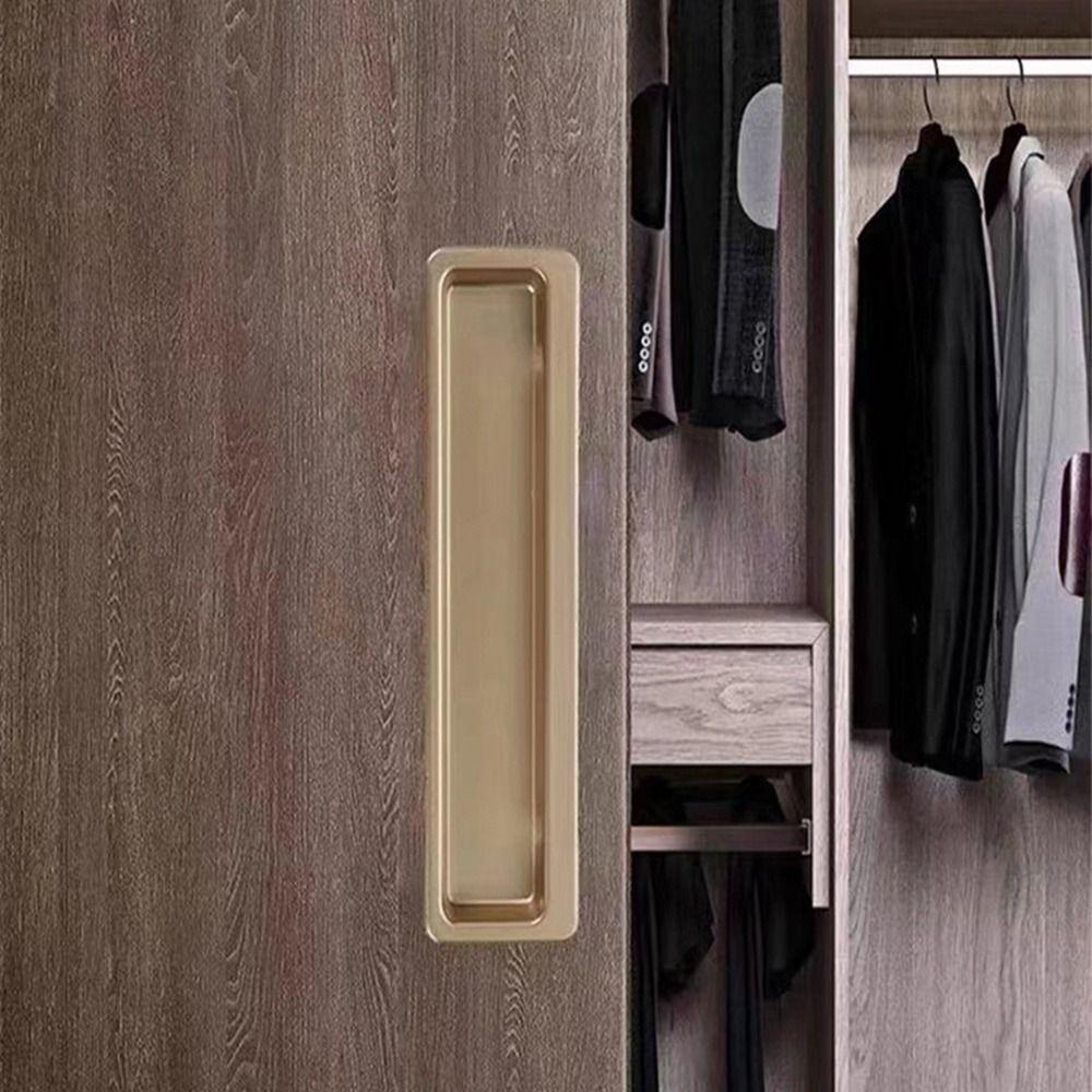 Aluminum Alloy Built-in Cabinet Door Handle Gold Black Grey Hidden Embedded Sliding Door Handle Furniture Hardware