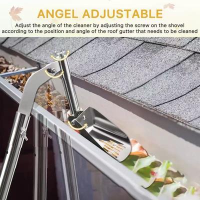 Gutter Scoop Leaf Cleaning Spoon Portable Roof Gutter Tool Foldable Handle Gutter Cleaning Shovel Leaves Dirt Remove Tool