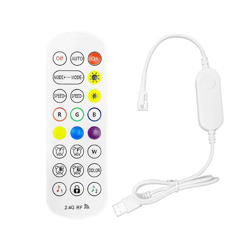Bluetooth RGB LED Strip Controller, 24-Key Remote, Dream Color, Lotus Lamp, 5V/12V/24V, Seven-Color Dimmer