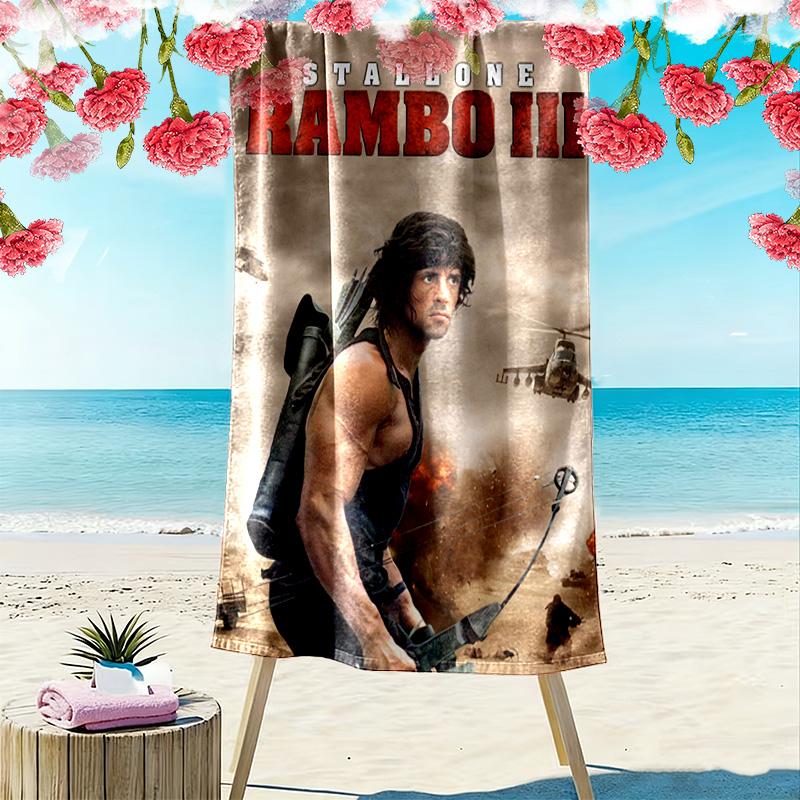 Rambo Print Beach Towel, Large Soft Quick Dry Towel for Beach Camping Swimming