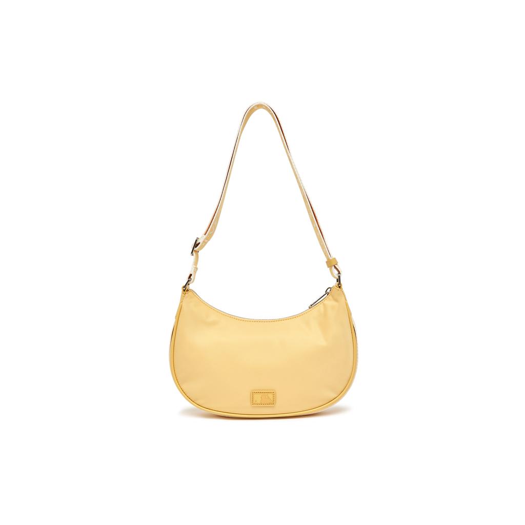 New MLB Artificial Leather With Nylon Hobo Underarm Bag, Shoulder Bag Women's Lemon Bright Yellow 3ABQS033N-43NBD