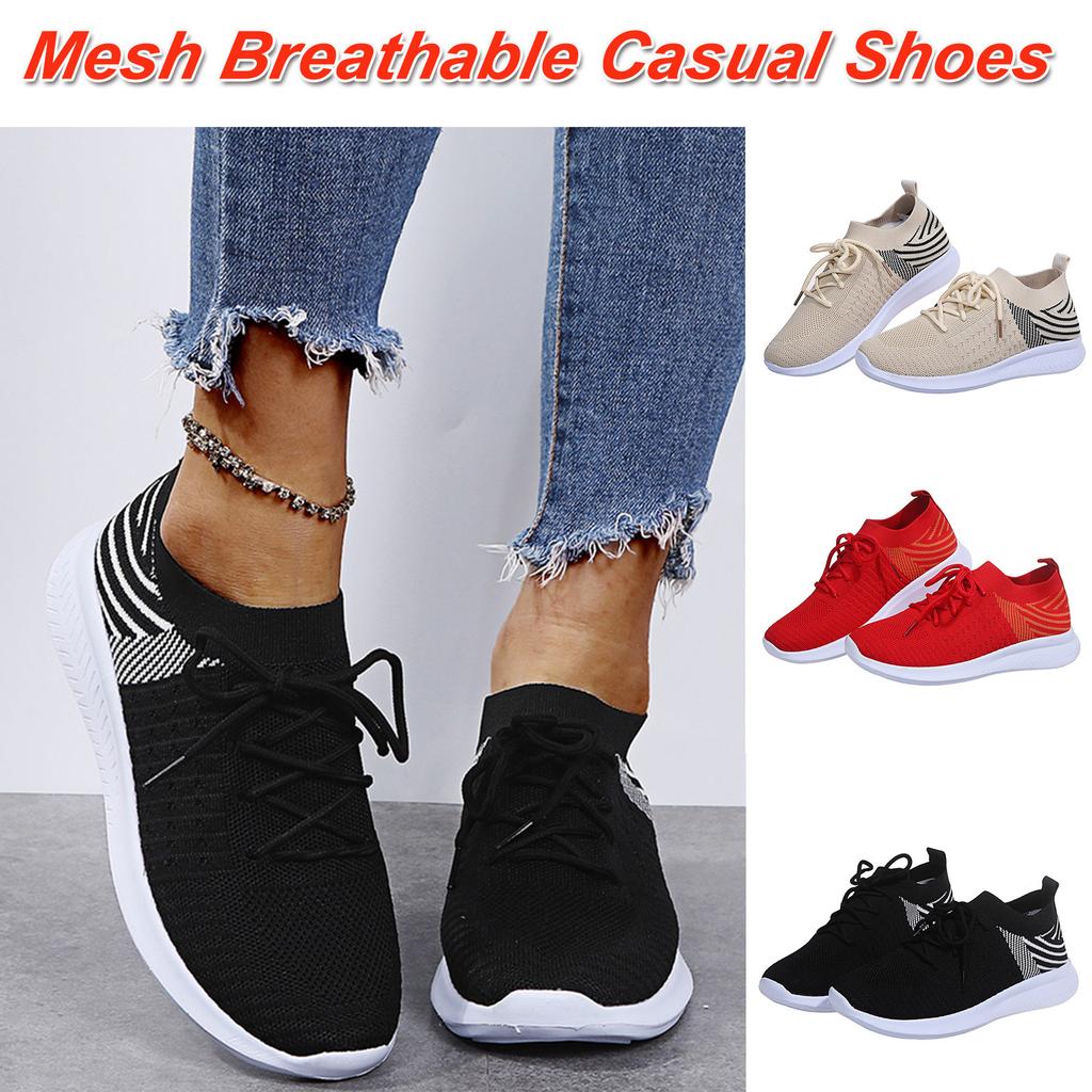 Formal Sandals With Arch Support Mesh Casual Up Loafers Women'S Fashion Shoes Lace Breathable Women'S Casual Tenis De Mujer