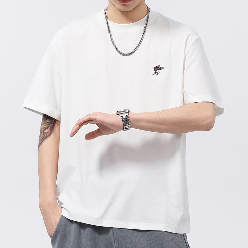 Summer Thin Summer Cool Ice Silk Round Neck Short-sleeved T-shirt Men's Round Neck T-shirt Short-sleeved