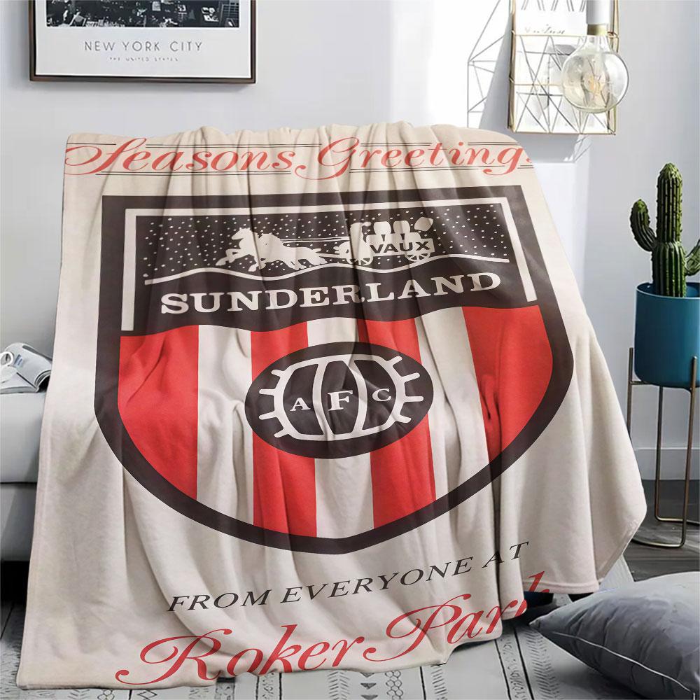 1PC Sunderland Association Football Club Patterned Flannel Blanket Suitable For All Seasons for Home Decor Warmth and Comfort Gifts Holiday Present