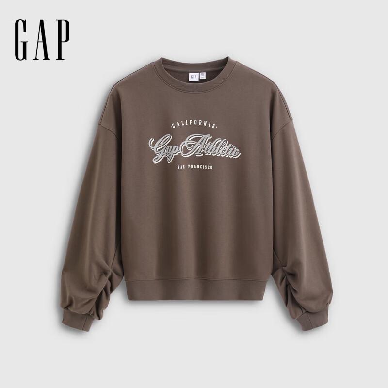 GAP Women s Flocked Logo Loose Long-Sleeve Sweatshirt L