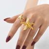 Starfish Open Rings for Women, Stainless Steel Adjustable Ring Beach Sea Ocean Fashion Jewerly Gift