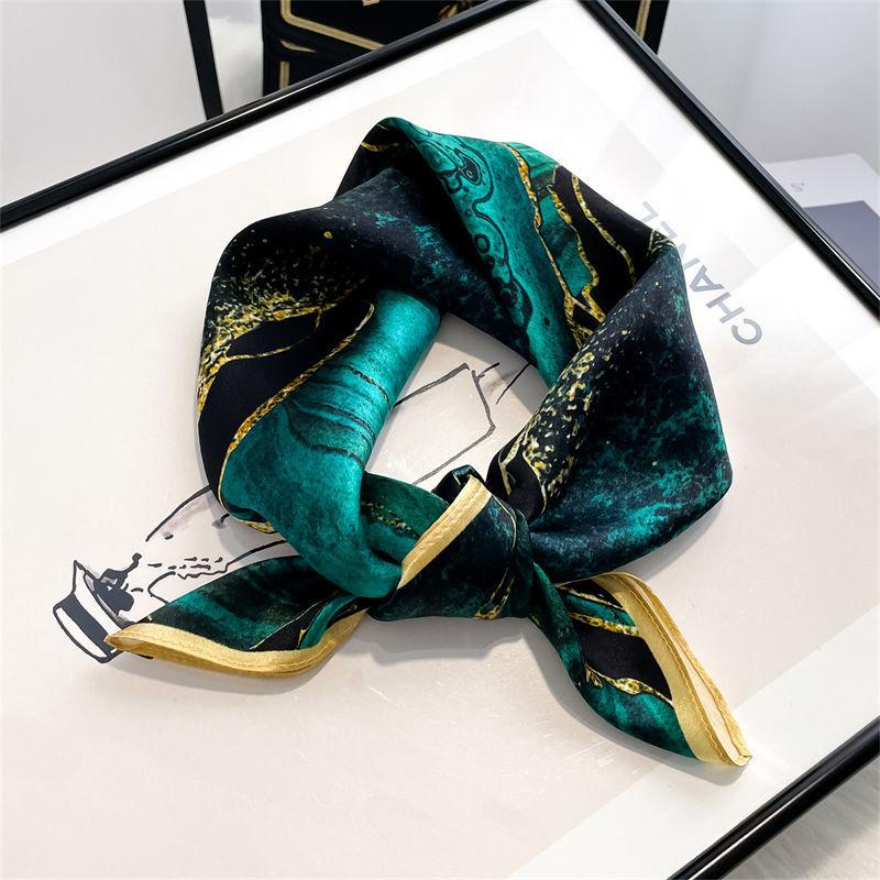 

100% Silk Four Seasons Scarves Fashion Print Sunscreen Kerchief Ethnic Style Small Square Headcloth Popular Print Shawls 53x53cm