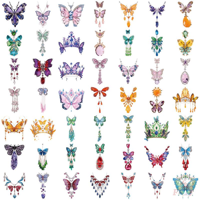 

50Pcs/Set Butterfly Jewelry Series 01 PET Stickers Waterproof DIY Fashion Doodle Decals Stickers