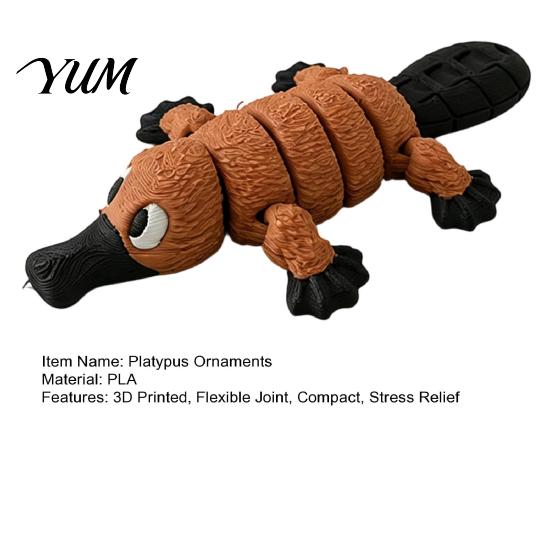 Stress Relief Sensory Toy 3D Printed Articulated Platypus Figurine, Flexible Joint Fidget Toy, Cute Creative Gift for Kids Animal Desktop Ornament