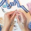Mini Metal Sewing Scissors With Yarn Crochet Hooks Protective Cover Creative Art Small Scissor Sewing Supplies Diy Accessories