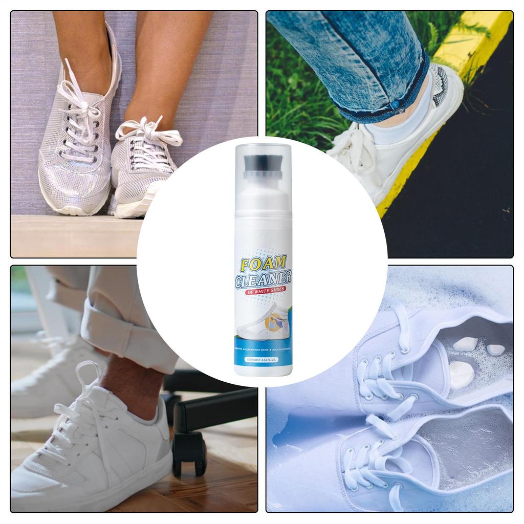 100ml Schiuma Detergente per Sneakers Detergente Schiumoso per Scarpe Bianche, Stivali, Tela Rimuovi Macchie Spray Rimuove Sporco, Sporcizia e Giallo