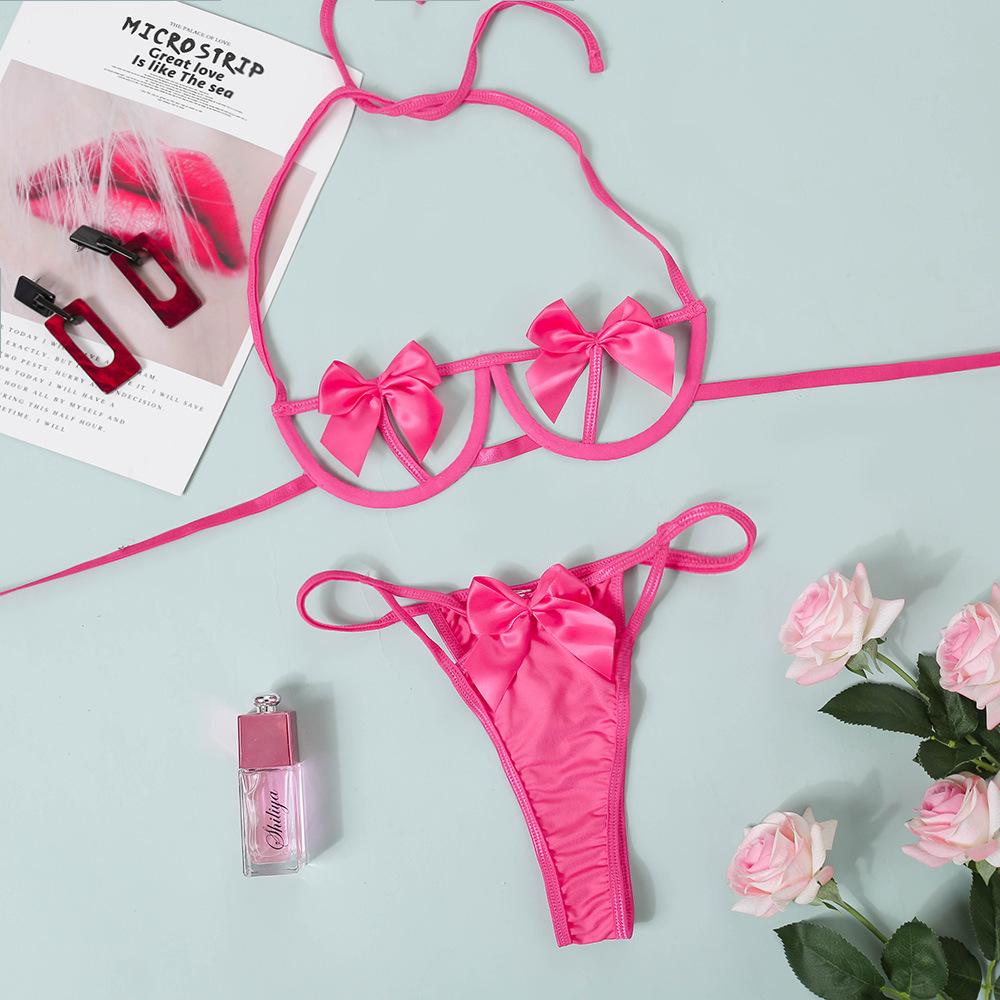 Set de Lenjerie Sexy Roșu Decupat pentru Femei, Trei Piese