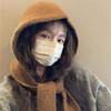 Korean New Balaclava Hat for Women In Autumn and Winter Warm Ear Protection Woolen Hat Scarf One Piece Knitted Lei Feng Hat