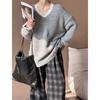 Ju Zhi 2024 Autumn/Winter Korean Loose Casual V-Neck Pullover Sweater Knitwear