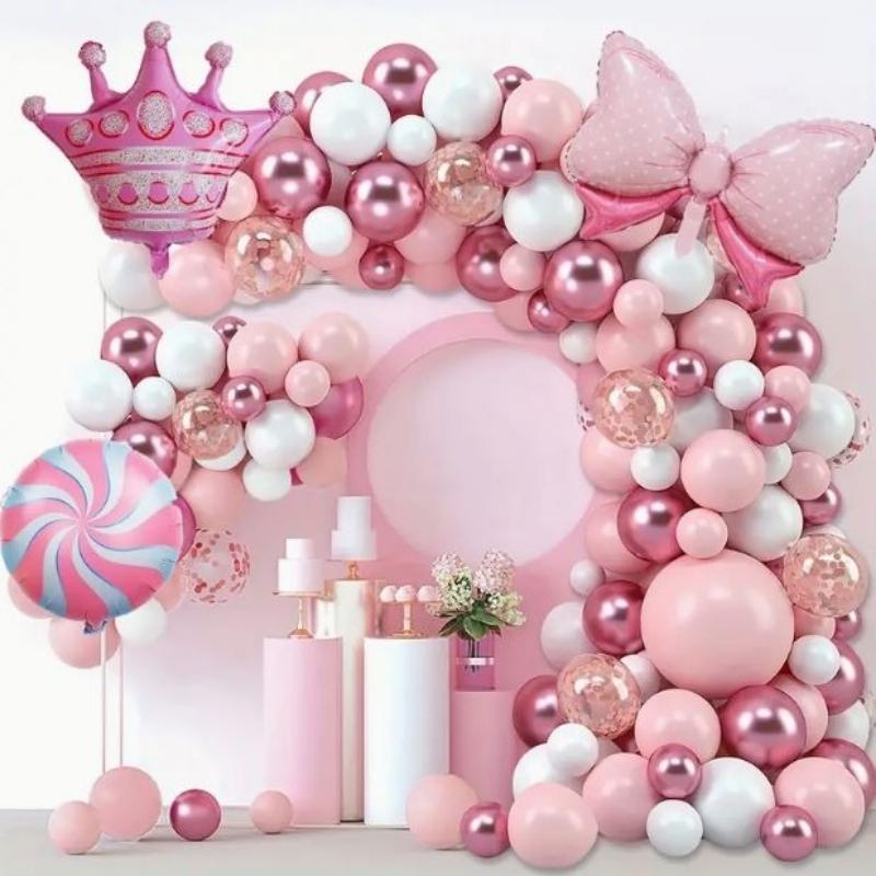 Rosa Krona Folieballonger Set Barnkalas Dekorationsmaterial