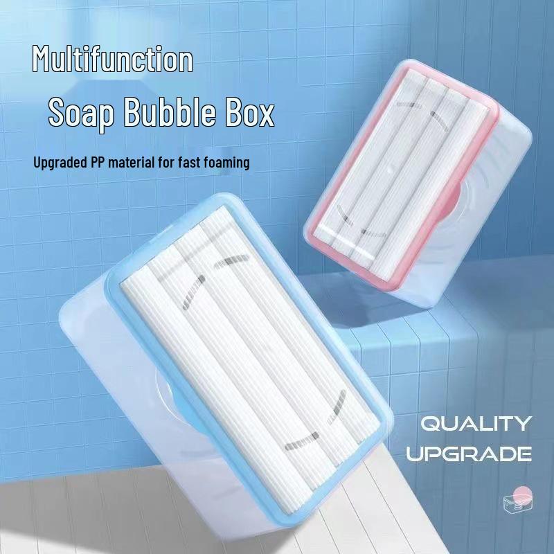 Hand-Free Scrubbing Roller Soap Foamer: Light Luxury Laundry Box with Non-slip Draining Storage розовый