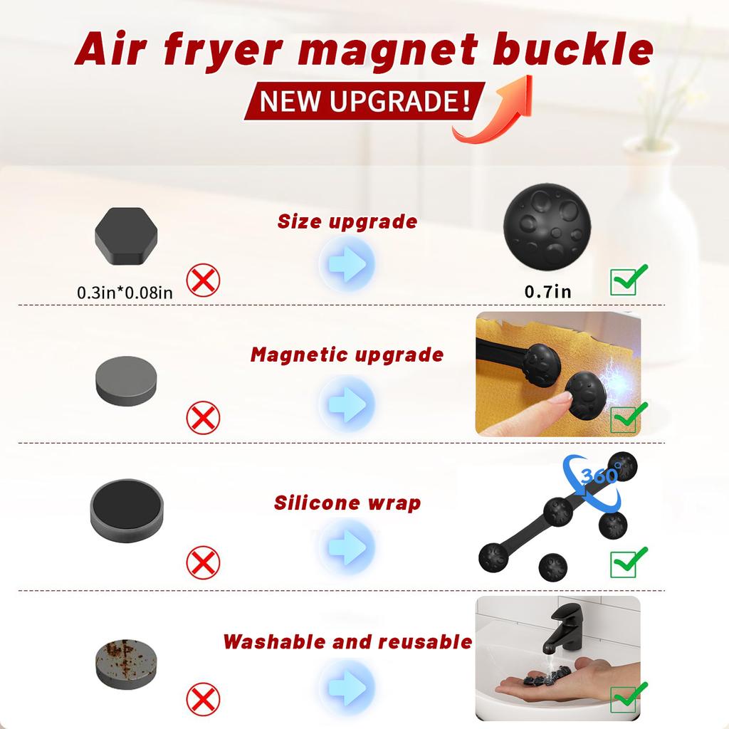 1/2 zestawy Silikonowe Klipsy Magnetyczne do Frytkownicy Powietrznej Odporne na Ciepło Bezpieczne Klamry Mocujące do Wkładek z Papieru Pergaminowego Bezpieczne dla Żywności Akcesoria Kuchenne
