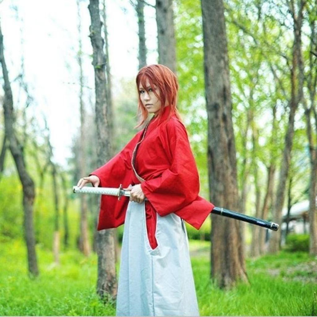 Halloween Anime Rurouni Men Himura Kenshin Kimono Costume or Wig
