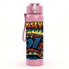 1PC May Seven 67 Graffiti Letter 750ml Color Plastic Sports Water Bottle Leakproof Flip Straw Lid Suitable for Sports Office Home Use