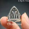 Retro Personality Ancient Silver Color Hollowed-out Relief Crown Castle Rings for Women Men Halloween Trend Gothic Jewelry