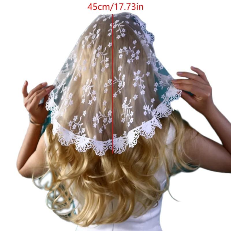 Round Lace Head Scarf Veil for Girl Hair Scarf Hair Decors Church Hair Scarf Headbands Ethnic Wedding Bride Headpiece