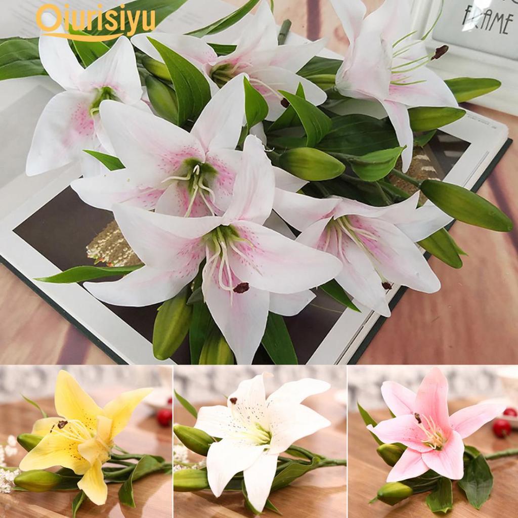 Buy 3 Heads Artificial Fake Lily Flowers Bouquets at affordable prices