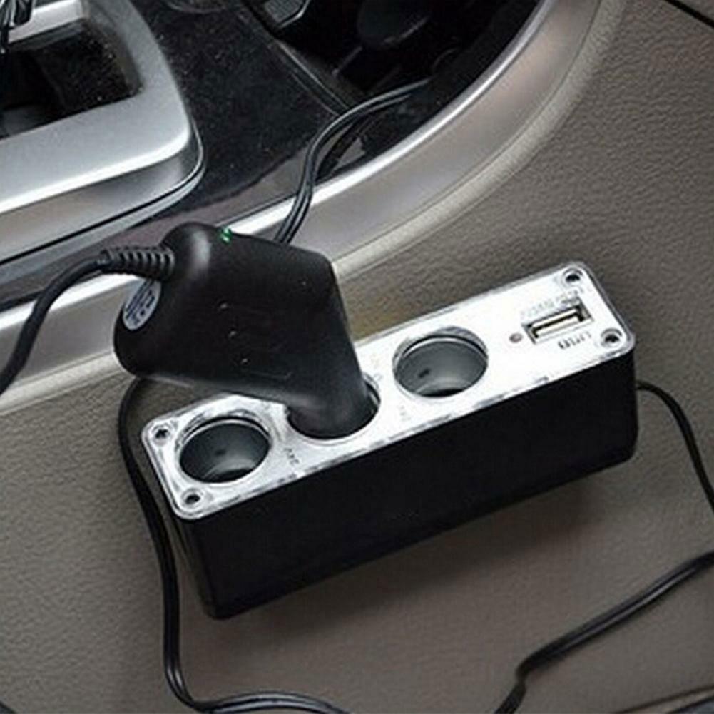 12V/24V 3 Way Multi Socket Car Cigarette Lighter Splitter USB Plug Charger Triple Adapter With USB Port Car Accessories