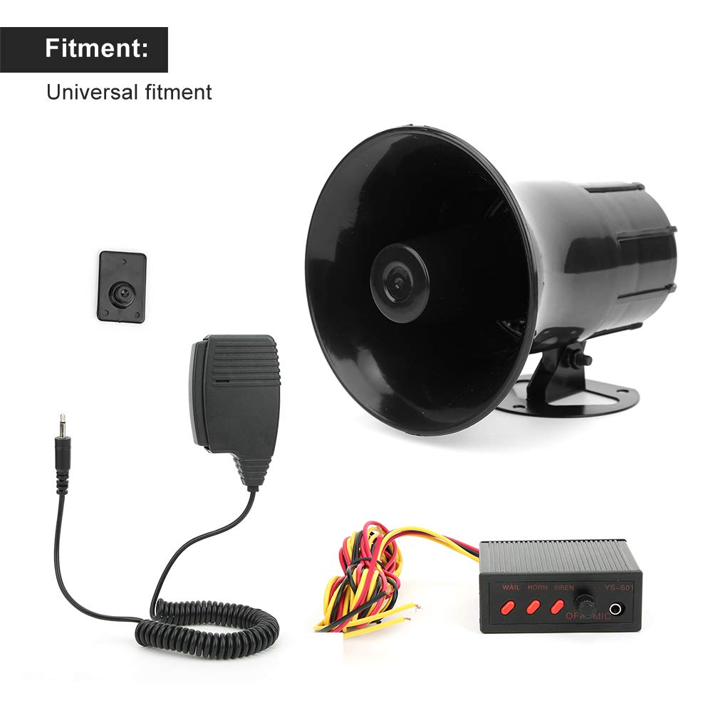 Car Fire Loudspeaker, Universal Car Alarm Horn Warning Siren 3 Tone Sound Automatic Megaphone Loudspeaker 115dB 50W