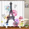 3D Shower Curtains Flowers Paris Tower Waterproof Bathroom Curtain With 12 Hooks Home Decoration Washable Polyester Bath Screen